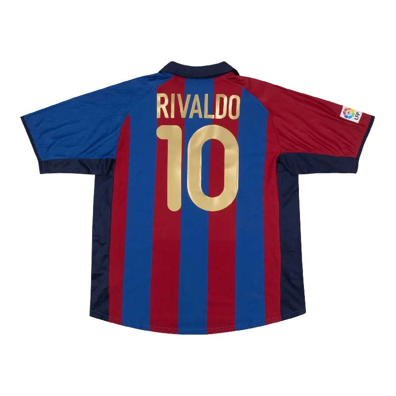 BARCELONA 2001-02 HOME SHIRT - RIVALDO 10 - L