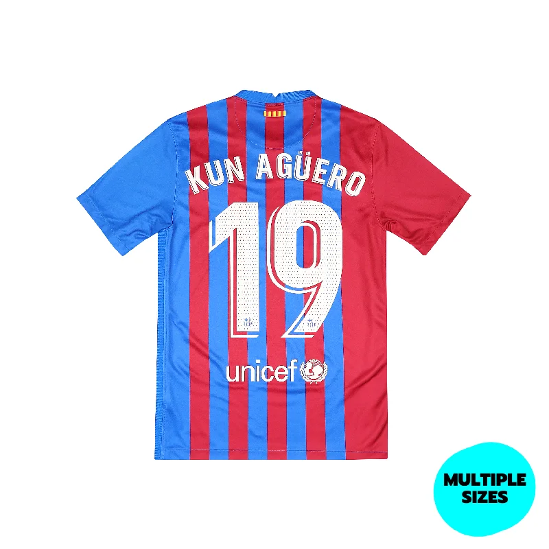 BARCELONA 2021-22 HOME SHIRT - AGUERO 19 - 8/10