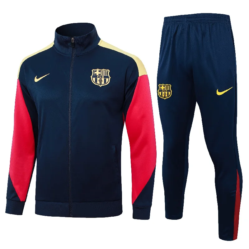 Barcelona 2024-25 Navy Red and Yellow Full-zip Tracksuit Set