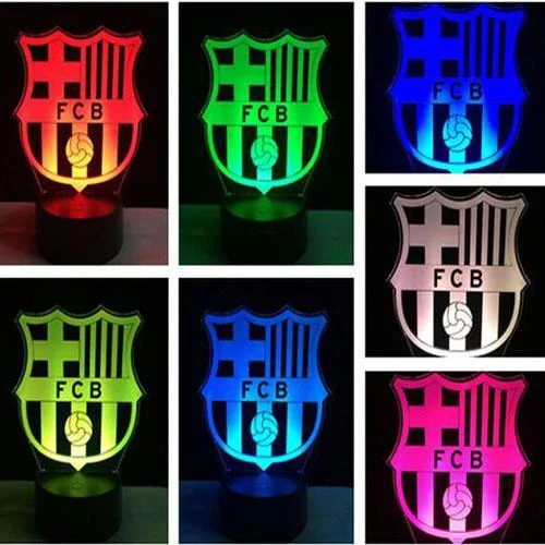 Barcelona 3D Night Light Football Club 7 Color Change LED Table Lamp