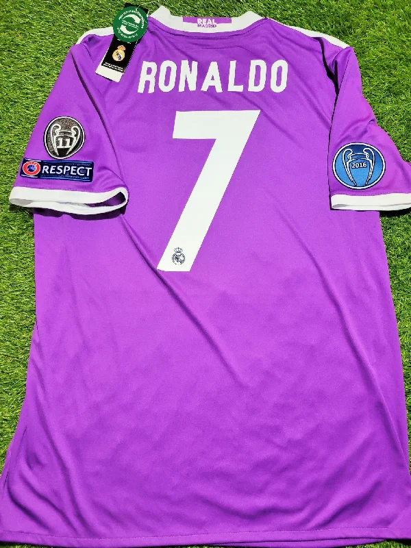 Cristiano Ronaldo Real Madrid 2016 2017 UEFA FINAL Purple Away Soccer Jersey Shirt BNWT L SKU# AI5158