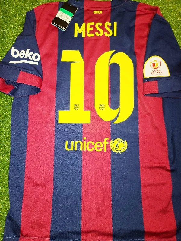 Messi Barcelona 2014 2015 COPA DEL REY FINAL TREBLE SEASON Jersey Shirt Camiseta BNWT XL SKU# 610594-422