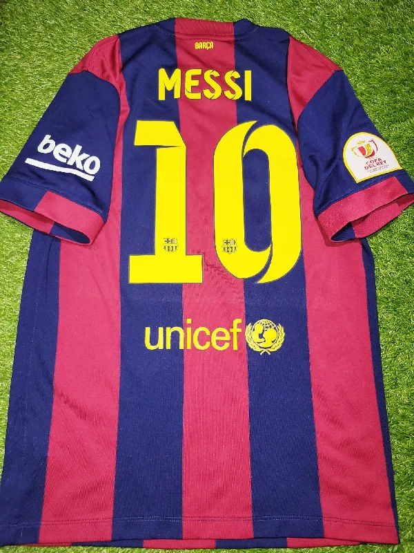 Messi Barcelona 2014 2015 COPA DEL REY FINAL TREBLE SEASON Soccer Home Jersey Shirt M SKU# 610594-422