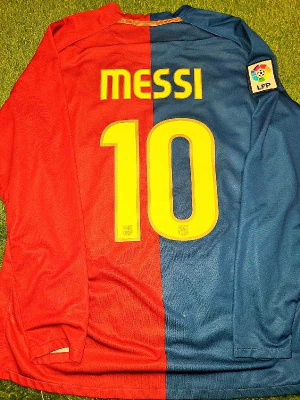 Messi Barcelona TREBLE SEASON 2008 2009 Long Sleeve Jersey Shirt Camiseta L SKU# 286785-655