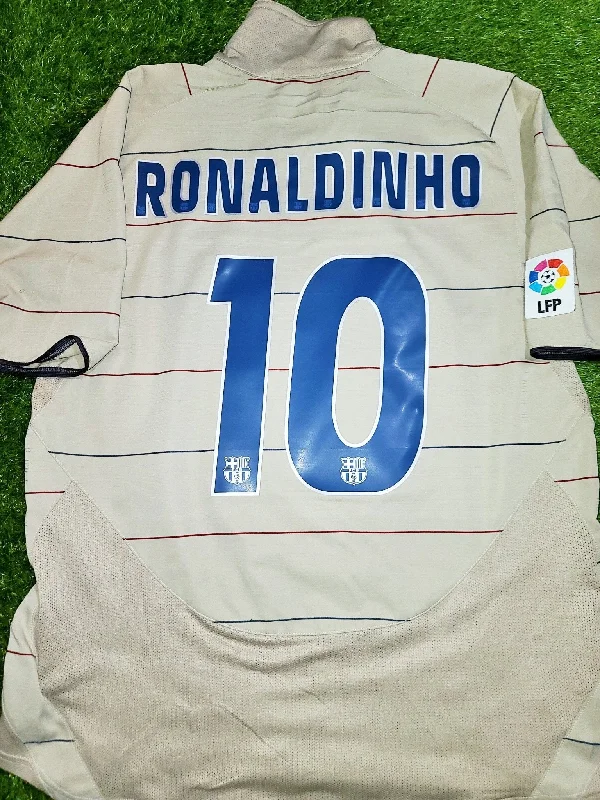 Ronaldinho Barcelona 2004 2005 Away Tan Jersey Shirt Camiseta M SKU# 112587