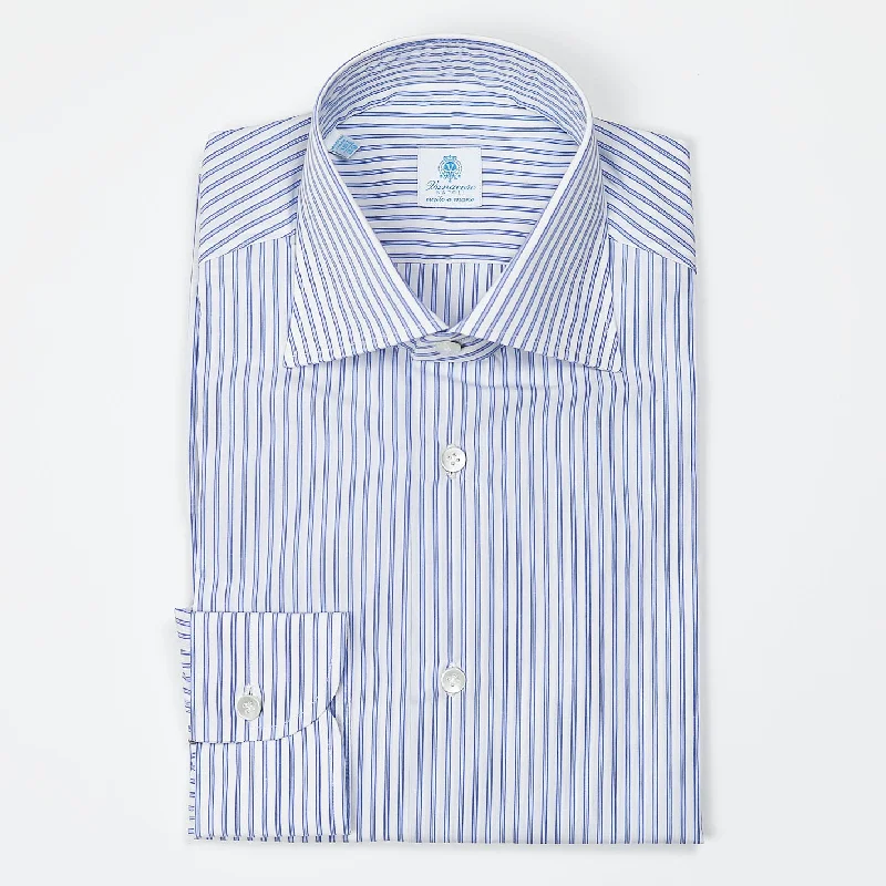 Blue Double Striped Semi-cutaway Shirt