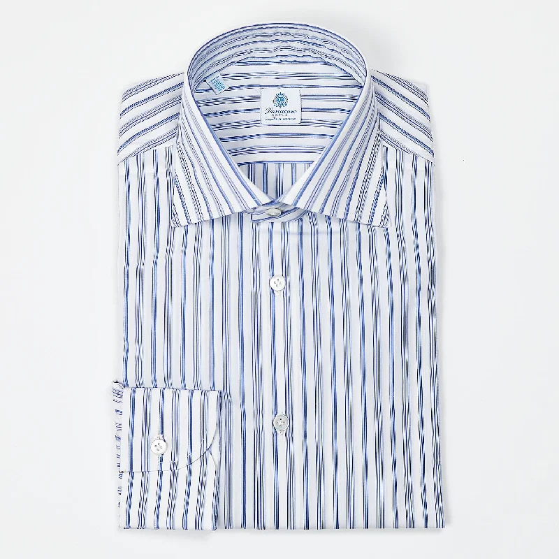 Blue Triple Striped Semi-cutaway Shirt