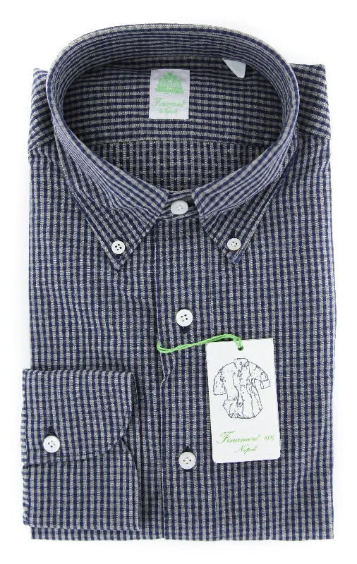 Finamore Napoli Navy Blue Shirt - Extra Slim