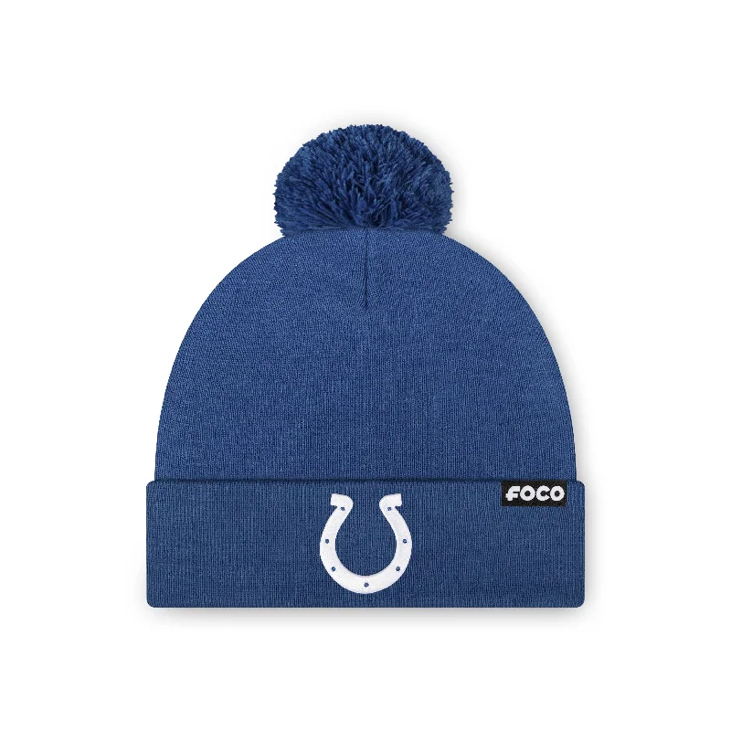 Indianapolis Colts NFL Royal Basic Primary Logo Pom Beanie