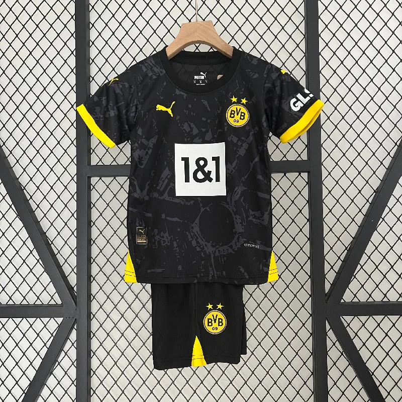 Kit Infantil Borussia Dortmund Away 23/24 Puma Unissex - Preta