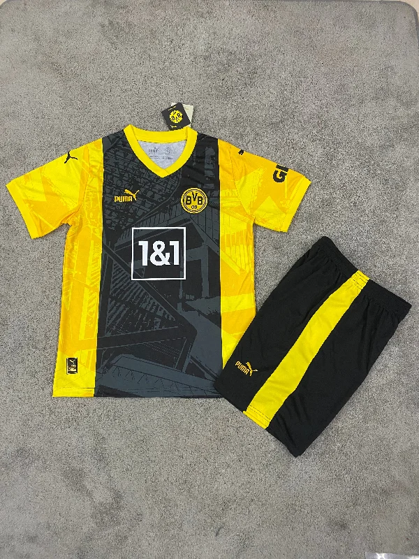 Kit Infantil Borussia Dortmund Home 24/25 Puma Unissex - Preto e Amarela