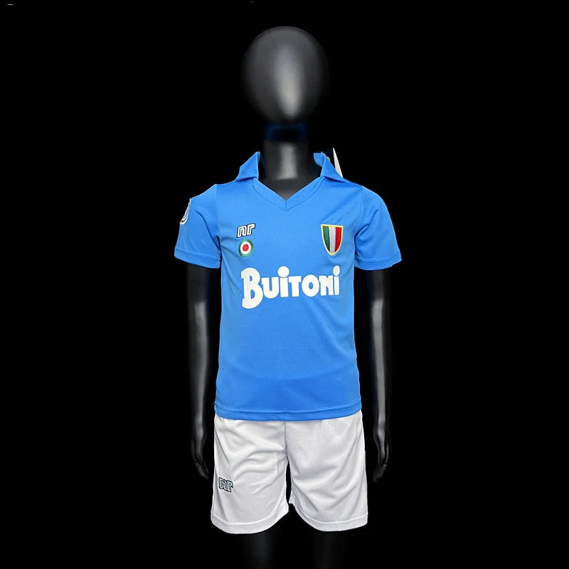 Kit Infantil Napoli Retrô Home 1987 Camisa + Shorts NR Unissex - Azul