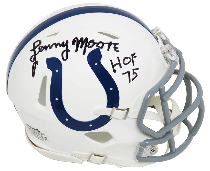 Lenny Moore Signed Colts Riddell Speed Mini Helmet w/HOF'75