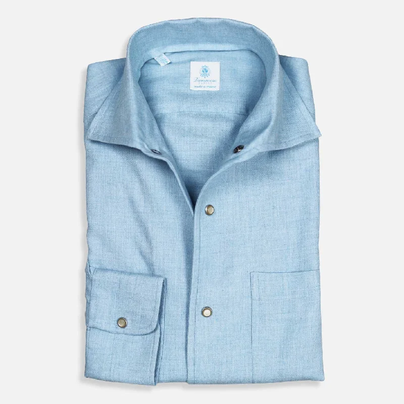 Ice Blue Cotton Cashmere Paramontura Shirt