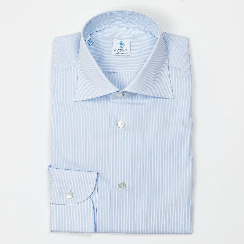 Light Blue Striped Semi-cutaway Shirt