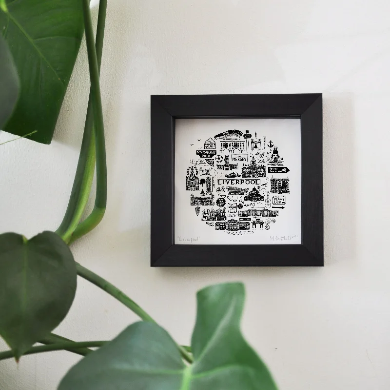 Liverpool black and white framed mini-print