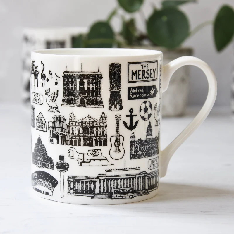 Liverpool illustrated black and white mug