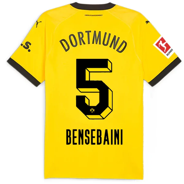 Puma Borussia Dortmund Authentic Bensebaini Home Jersey w/ Bundesliga Patch 23/24 (Cyber Yellow/Puma Black)