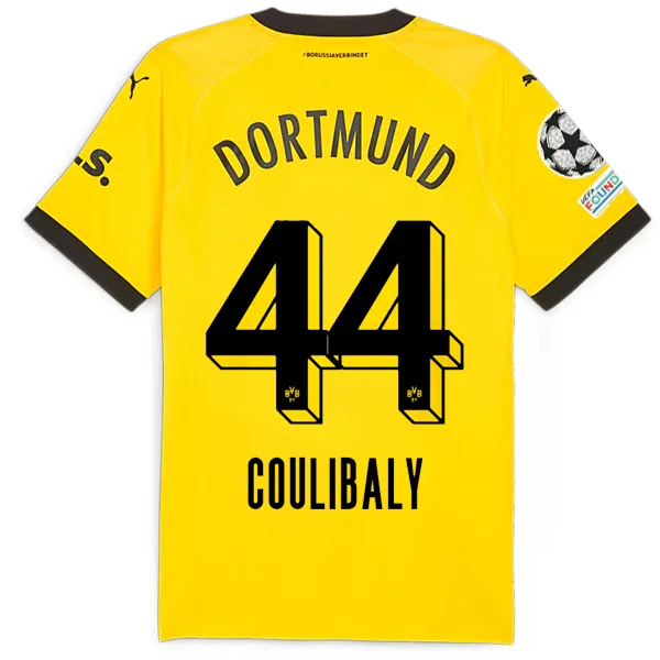 Puma Borussia Dortmund Authentic Coulibaly Home Jersey w/ Champions League Patches 23/24 (Cyber Yellow/Puma Black)