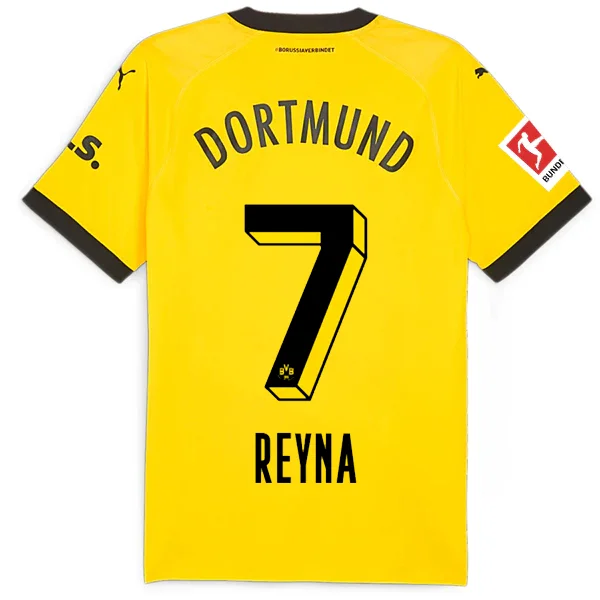 Puma Borussia Dortmund Authentic Gio Reyna Home Jersey w/ Bundesliga Patch 23/24 (Cyber Yellow/Puma Black)