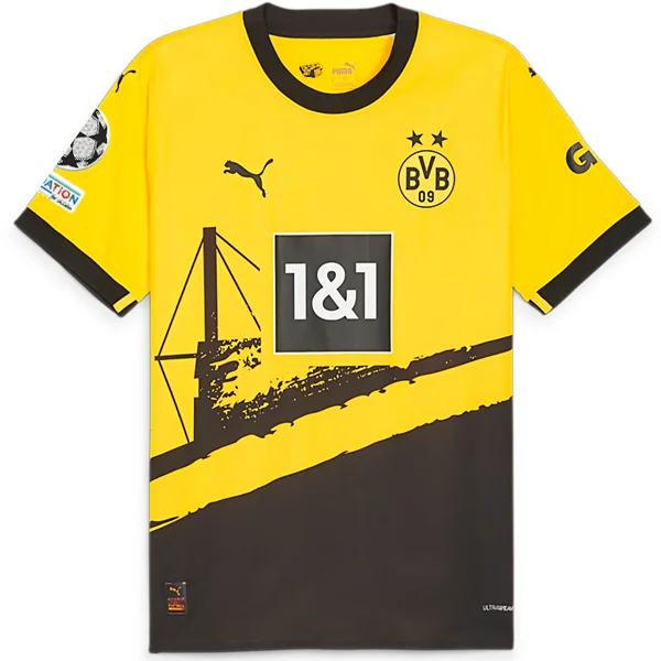 Puma Borussia Dortmund Authentic Home Jersey w/ Champions League Patches 23/24 (Cyber Yellow/Puma Black)