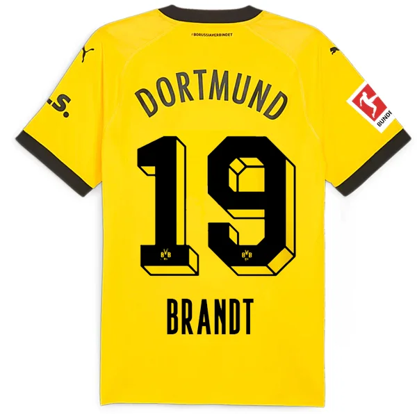 Puma Borussia Dortmund Authentic Julian Brandt Home Jersey w/ Bundesliga Patch 23/24 (Cyber Yellow/Puma Black)