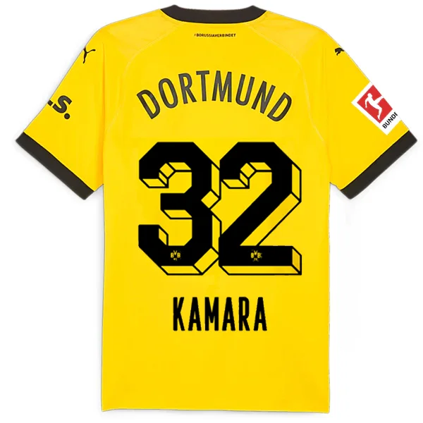 Puma Borussia Dortmund Authentic Kamara Home Jersey w/ Bundesliga Patch 23/24 (Cyber Yellow/Puma Black)