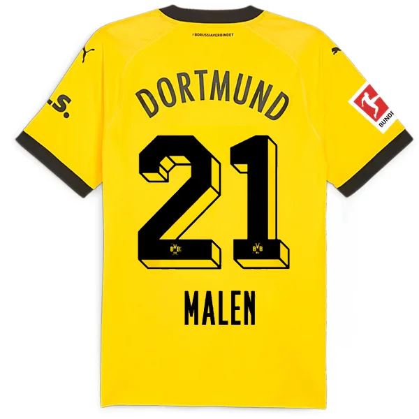 Puma Borussia Dortmund Authentic Malen Home Jersey w/ Bundesliga Patch 23/24 (Cyber Yellow/Puma Black)