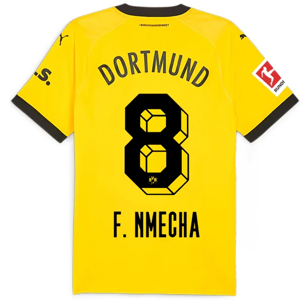 Puma Borussia Dortmund Authentic Nmecha Home Jersey w/ Bundesliga Patch 23/24 (Cyber Yellow/Puma Black)