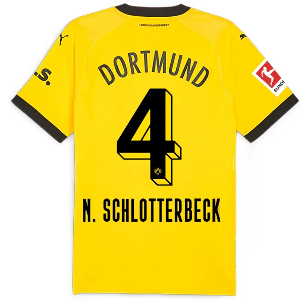 Puma Borussia Dortmund Authentic Schlotterson Home Jersey w/ Bundesliga Patch 23/24 (Cyber Yellow/Puma Black)