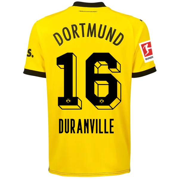 Puma Borussia Dortmund Duranville Home Jersey w/ Bundesliga Patch 23/24 (Cyber Yellow/Puma Black)