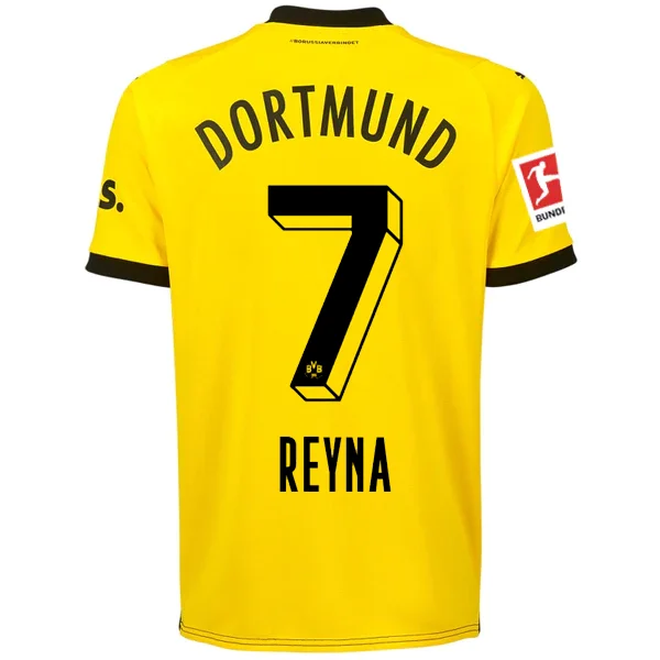 Puma Borussia Dortmund Gio Reyna Home Jersey w/ Bundesliga Patch 23/24 (Cyber Yellow/Puma Black)