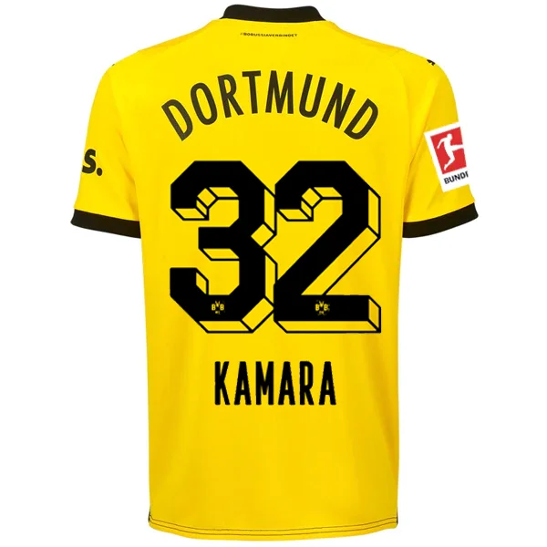 Puma Borussia Dortmund Kamara Home Jersey w/ Bundesliga Patch 23/24 (Cyber Yellow/Puma Black)