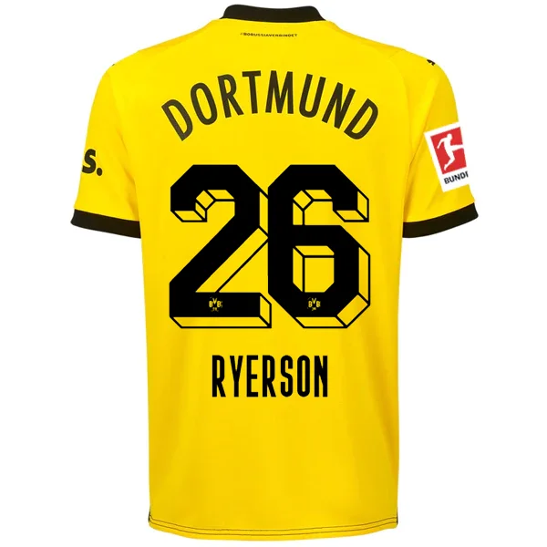 Puma Borussia Dortmund Ryerson Home Jersey w/ Bundesliga Patch 23/24 (Cyber Yellow/Puma Black)