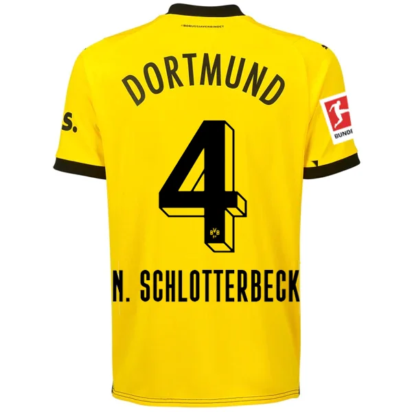 Puma Borussia Dortmund Schlotterbeck Home Jersey w/ Bundesliga Patch 23/24 (Cyber Yellow/Puma Black)