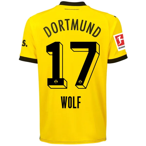 Puma Borussia Dortmund Wolf Home Jersey w/ Bundesliga Patch 23/24 (Cyber Yellow/Puma Black)